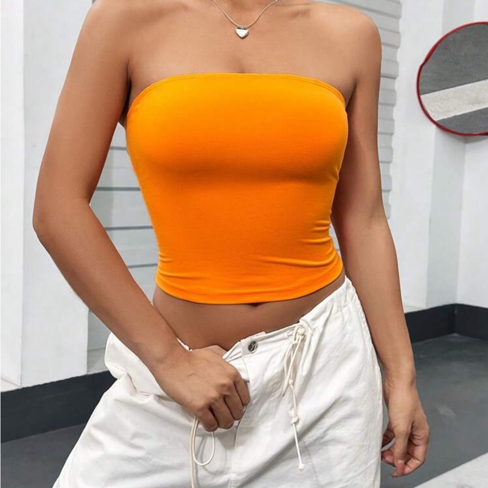 Orange Strapless Tube Top